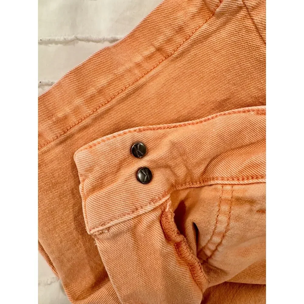 Peach Utility Festival Shorts High Rise Denim Zip Pocket Size 0 Summer Coachella - Picture 12 of 13